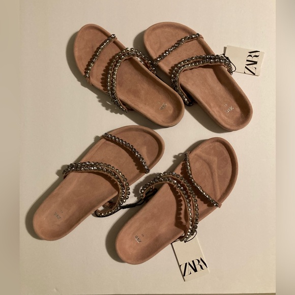 ZARA RHINESTONE FLAT SANDALS - Picture 10 of 12